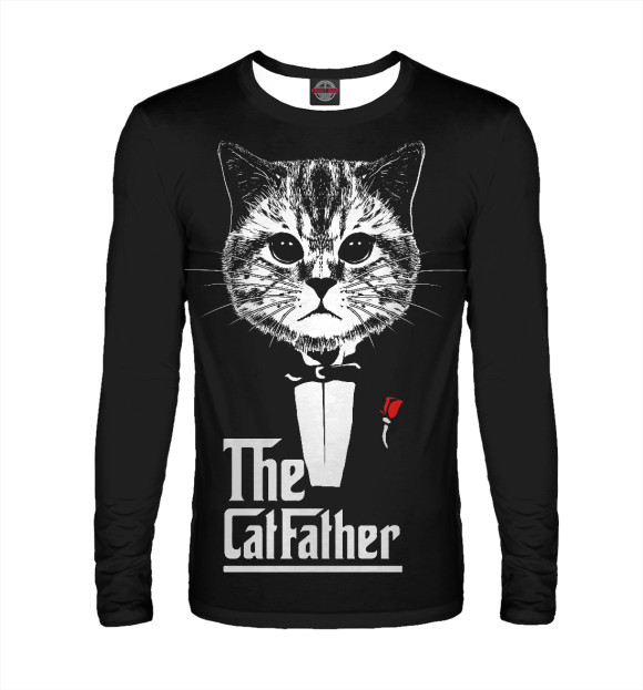 Мужской лонгслив с изображением The CatFather цвета Белый