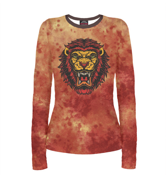Женский лонгслив с изображением Красный лев цвета Белый