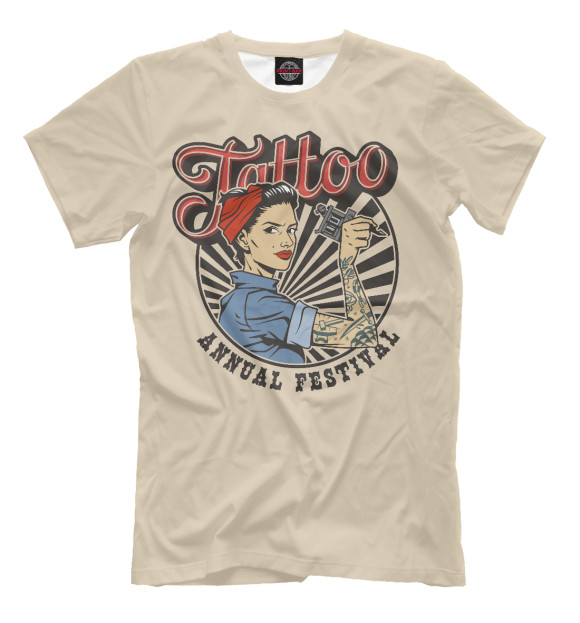 Мужская футболка с изображением Annual Tattoo Festival цвета Белый