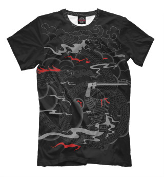 Мужская футболка Самурай и змея ( темная )