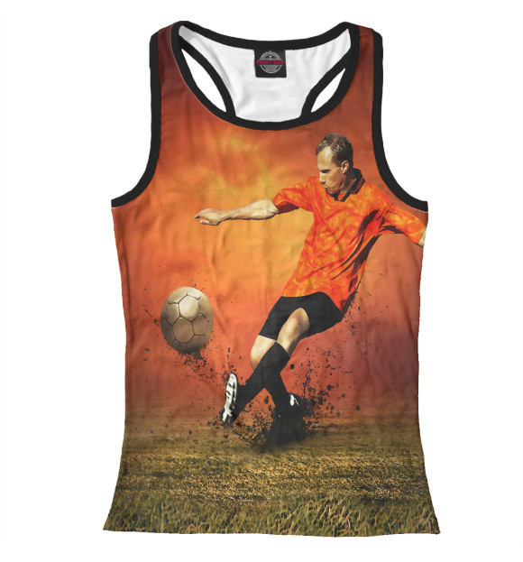 Женская майка-борцовка с изображением Футболист цвета Белый