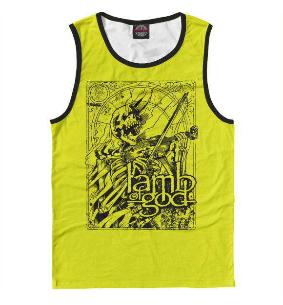 Мужская майка с изображением Lamb of God (yellow) цвета Белый