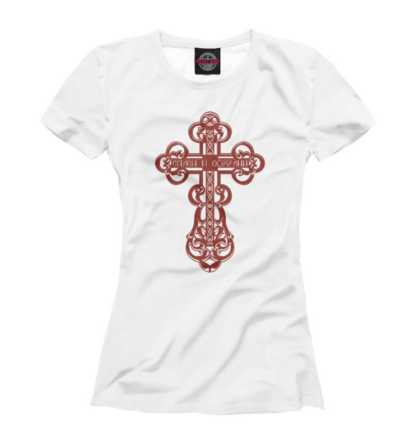 Женская футболка с изображением Православный крестик цвета Белый