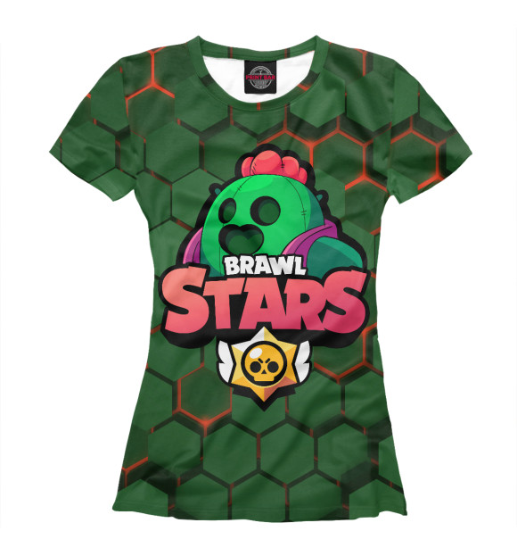 Женская футболка с изображением Brawl Stars Spike цвета Белый