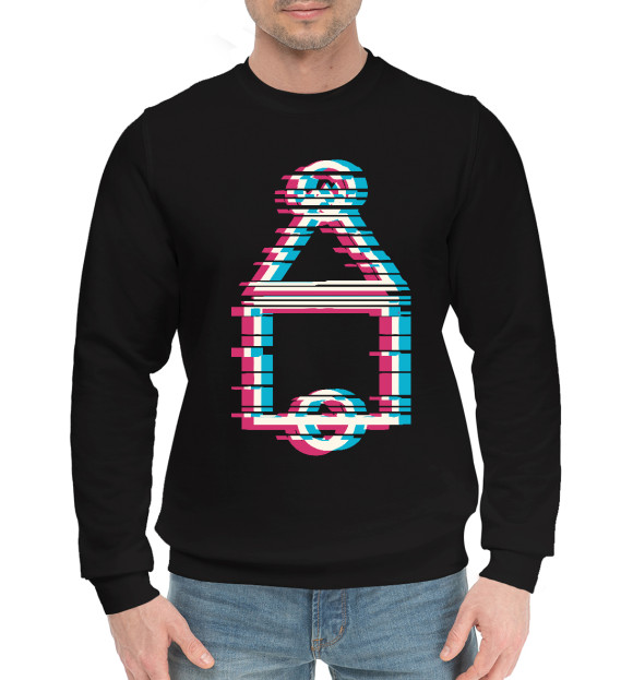 Мужской хлопковый свитшот с изображением Игра в кальмара цвета Черный