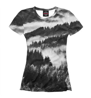 Женская футболка Лес и туман