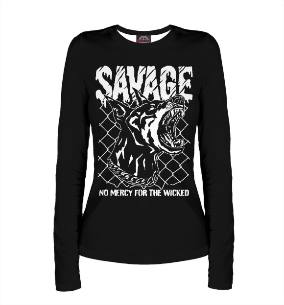 Женский лонгслив с изображением Злой Доберман-Пинчер цвета Белый