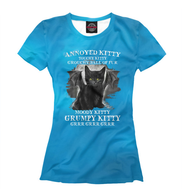 Женская футболка с изображением Annoyed Kitty Touchy Kitty цвета Белый