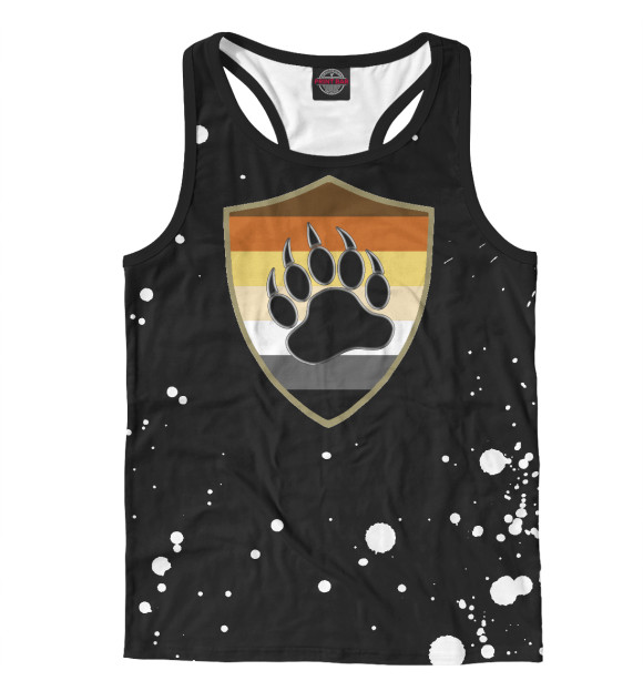 Мужская майка-борцовка с изображением Bear Pride Shield Bear цвета Белый