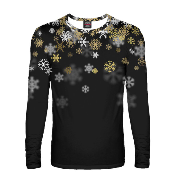 Мужской лонгслив с изображением Снежинки цвета Белый