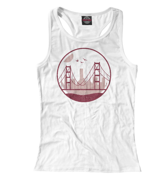Женская майка-борцовка с изображением Мост Золотые ворота цвета Белый