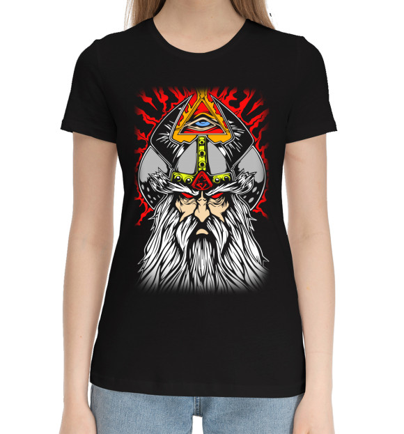 Женская хлопковая футболка с изображением Один цвета Черный