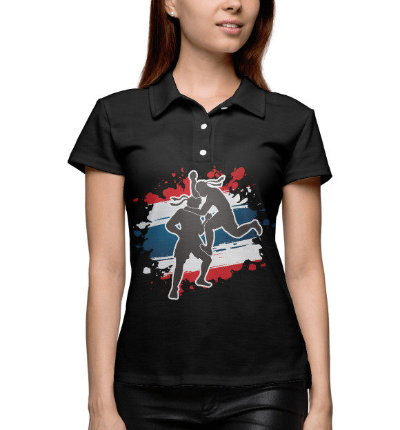 Женское поло с изображением Бойцы цвета Белый