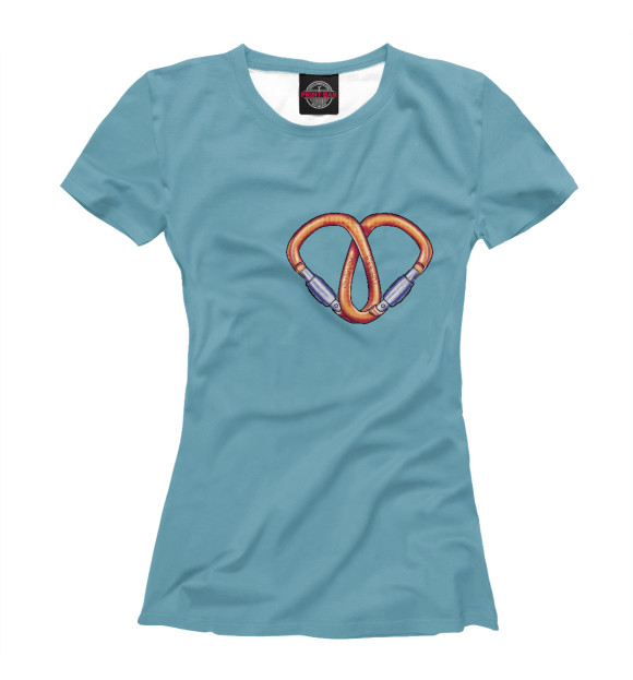 Футболка для девочек с изображением Carabiners love blue цвета Белый