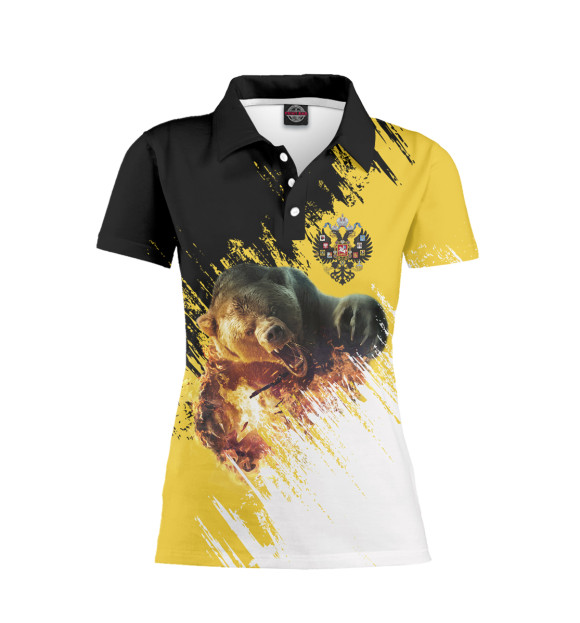 Женское поло с изображением Имперский флаг и медведь цвета Белый