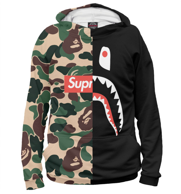 Женское худи с изображением BAPE цвета Белый