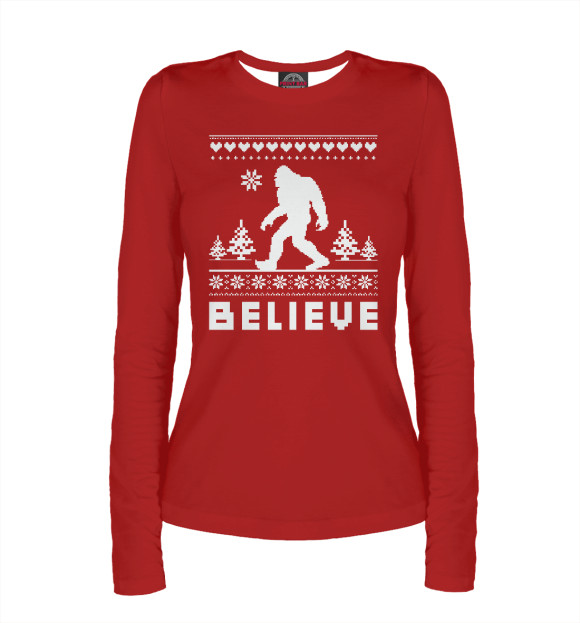 Женский лонгслив с изображением Верь цвета Белый