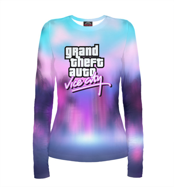 Женский лонгслив с изображением GTA Vice City цвета Белый