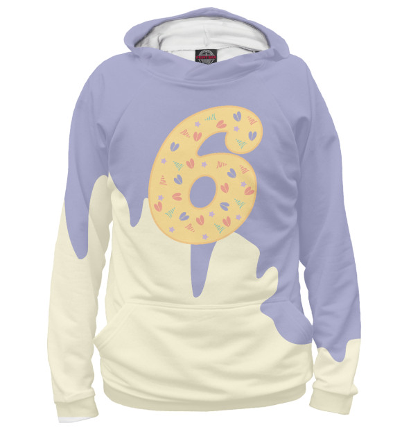 Мужское худи с изображением Шесть лет цвета Белый