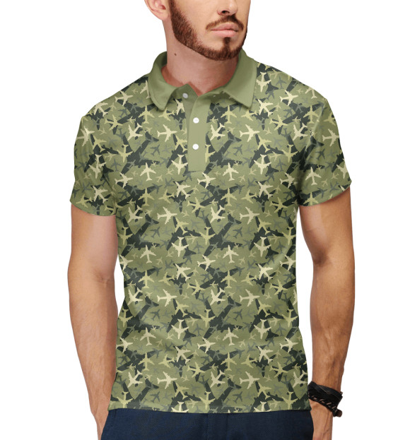 Мужское поло с изображением Самолёты цвета Белый