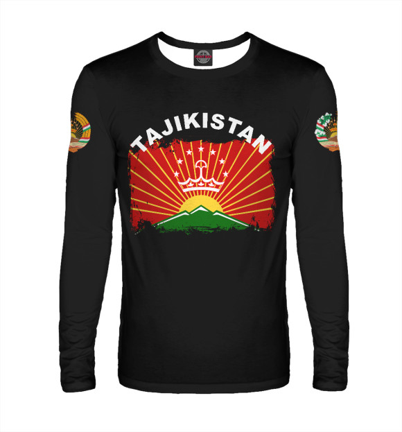 Мужской лонгслив с изображением Tajikistan цвета Белый