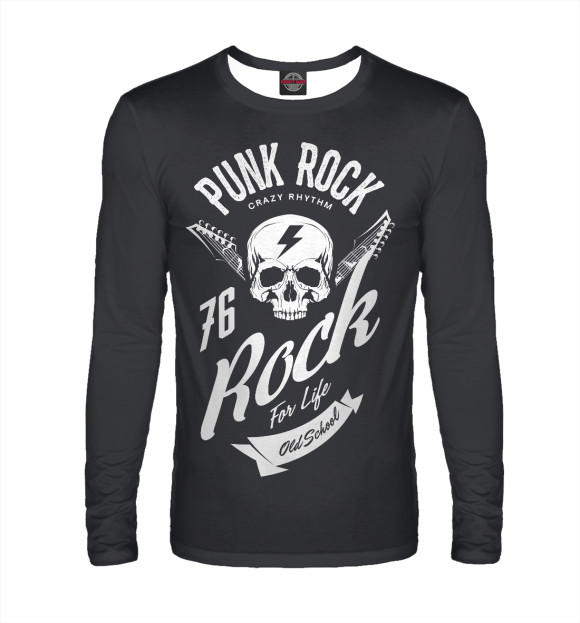 Мужской лонгслив с изображением Punk Rock цвета Белый