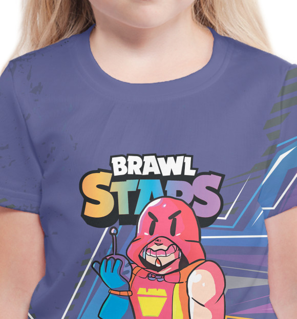 Футболка для девочек с изображением GROM ГРОМ BRAWL STARS цвета Белый