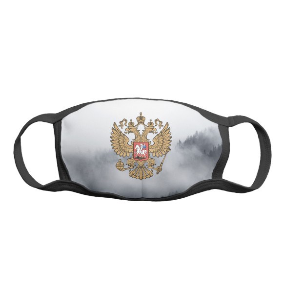 Маска тканевая с изображением Герб России цвета Белый
