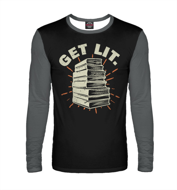 Мужской лонгслив с изображением Читай - get lit цвета Белый