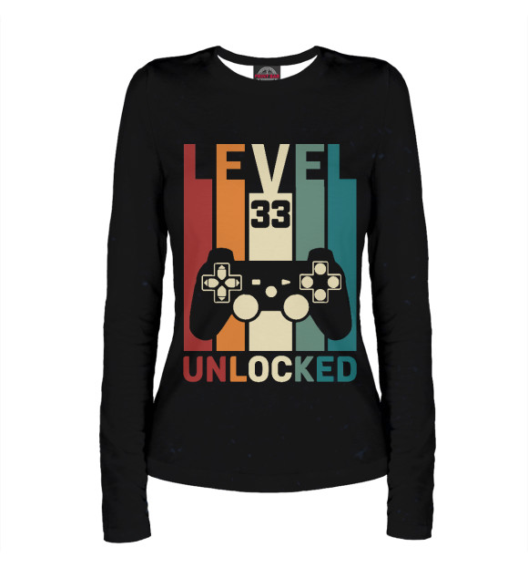 Женский лонгслив с изображением Level 33 Unlocked цвета Белый