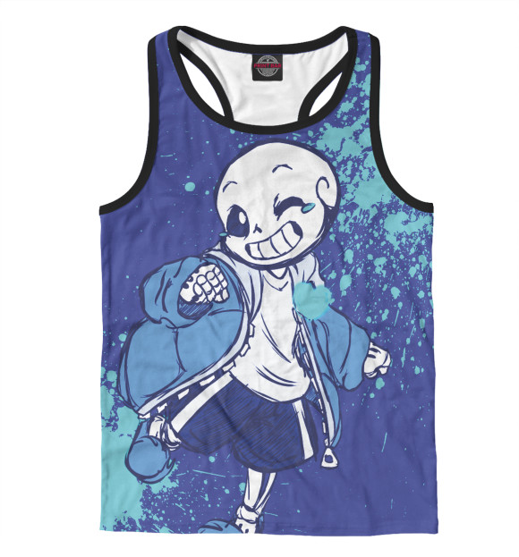Мужская майка-борцовка с притом Undertale Sans цвета Белый Мужская майка-борцовка с изображением Undertale Sans цвета Белый