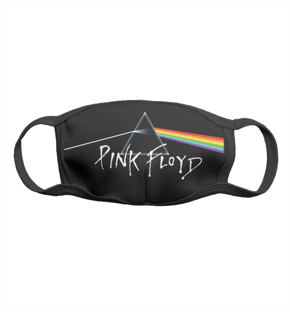 Маска тканевая с изображением Pink Floyd: Пинк Флойд лого и радуга цвета Белый
