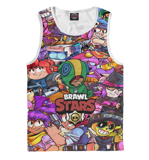 Майка для мальчика с изображением Brawl Stars LEON цвета Белый