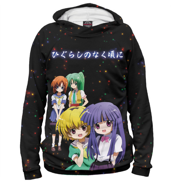 Женское худи с изображением Когда плачут цикады цвета Белый