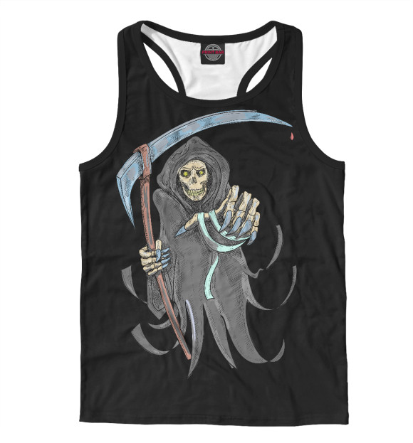 Мужская майка-борцовка с изображением Смерть с косой цвета Белый