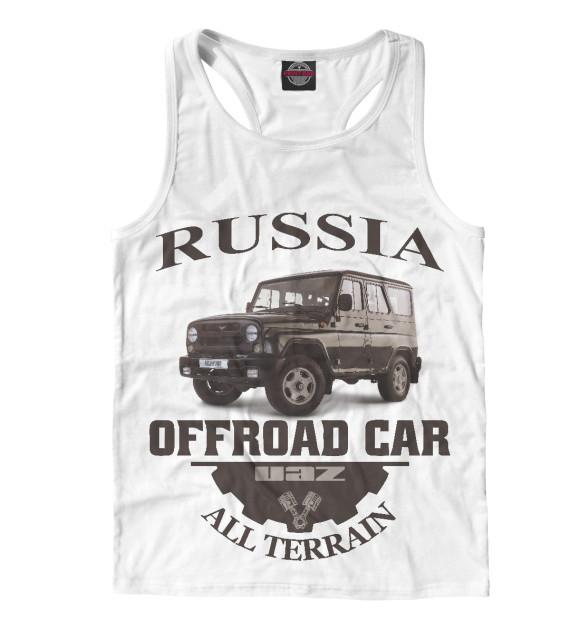 Мужская майка-борцовка с изображением УАЗ цвета Белый