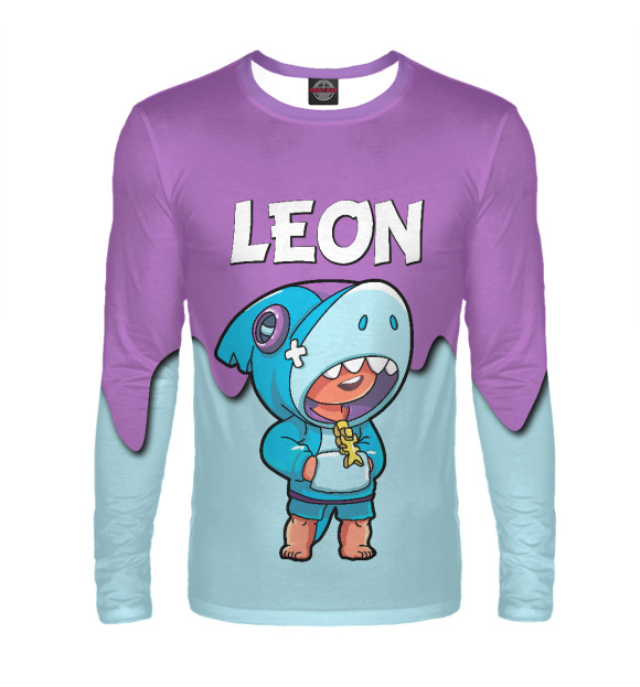 Мужской лонгслив с изображением Brawl Stars Leon цвета Белый
