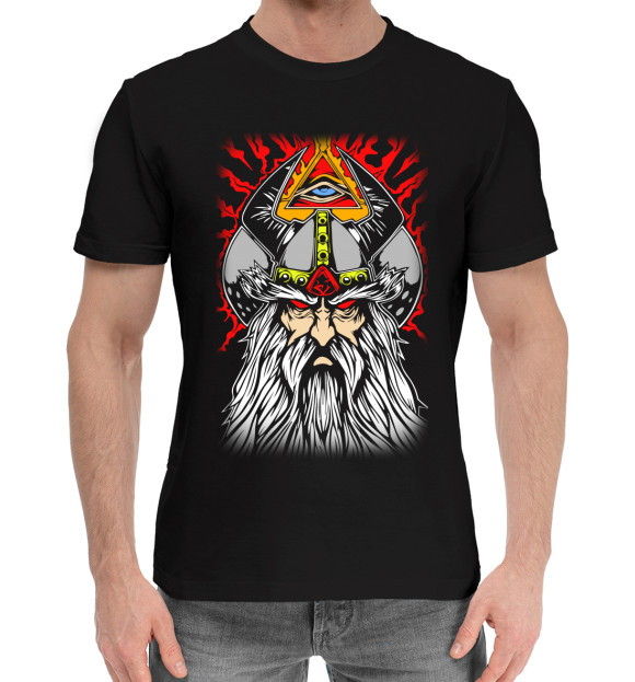 Мужская хлопковая футболка с изображением Один цвета Черный