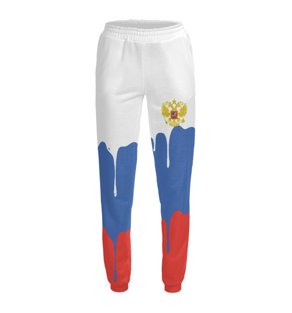 Женские спортивные штаны с изображением Флаг и герб России цвета Белый