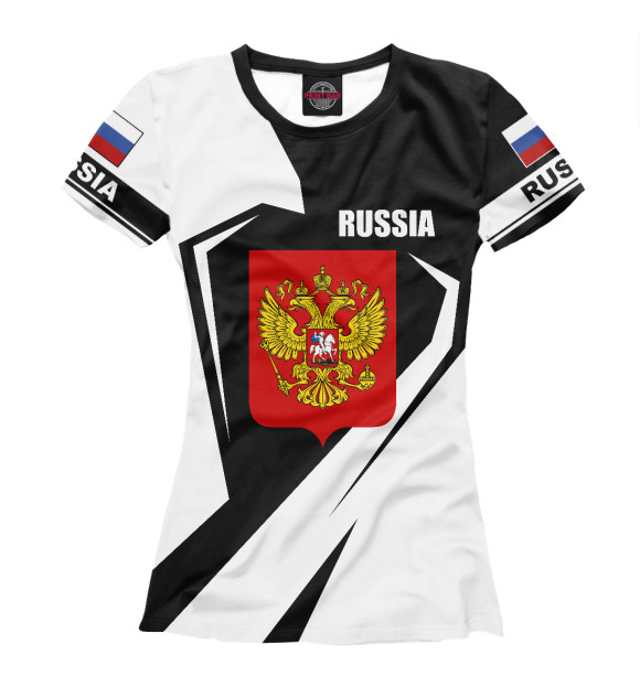 Футболка для девочек с изображением Russia герб цвета Белый