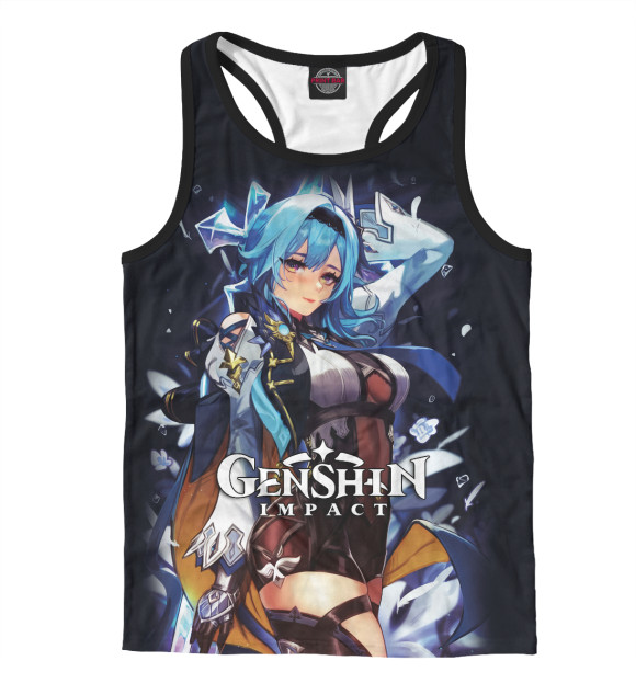 Мужская майка-борцовка с изображением Eula \ Genshin Impact цвета Белый