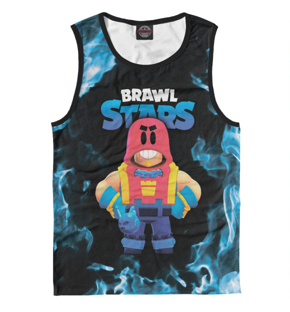 Майка для мальчика с притом Grom Гром Brawl Stars цвета Белый Майка для мальчика с изображением Grom Гром Brawl Stars цвета Белый