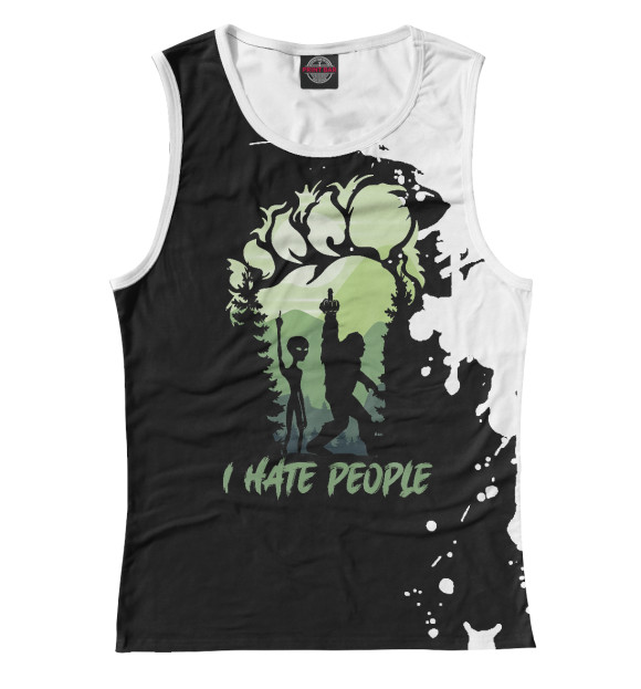 Майка для девочки с изображением I Hate People Bigfoot Sasqu цвета Белый