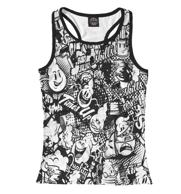 Женская майка-борцовка с изображением Стикеры цвета Белый