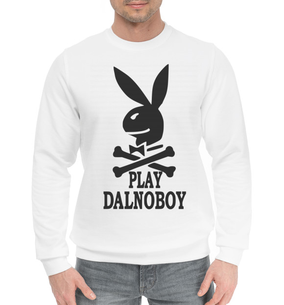 Мужской хлопковый свитшот с изображением Play Dalnoboy цвета Белый