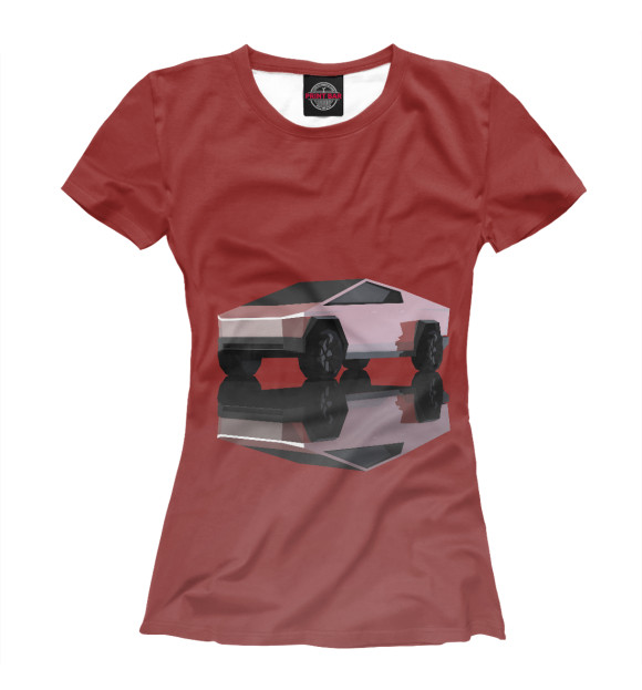 Женская футболка с изображением Tesla Cybertruck Low Poly цвета Белый
