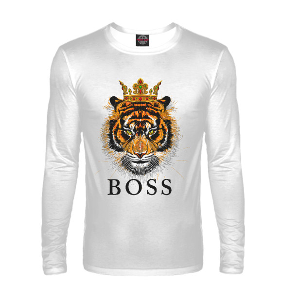 Мужской лонгслив с изображением Boss цвета Белый