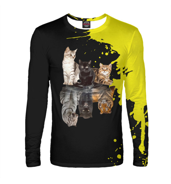 Мужской лонгслив с изображением Cats Reflection Mirror Chee цвета Белый