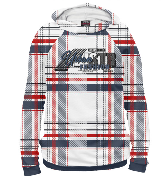 Женское худи с изображением Urban style (клетка) цвета Белый