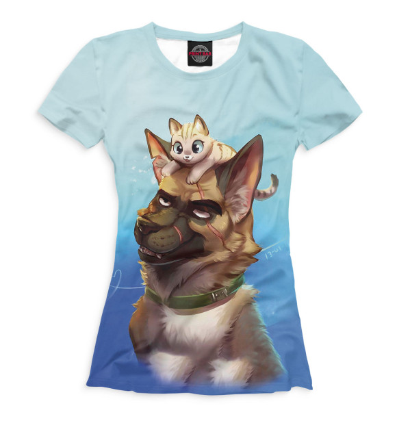 Женская футболка с изображением Пёсель и котейка цвета Белый